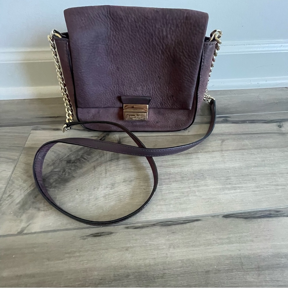Kate Spade Womens Burgundy Suede Gold Chain